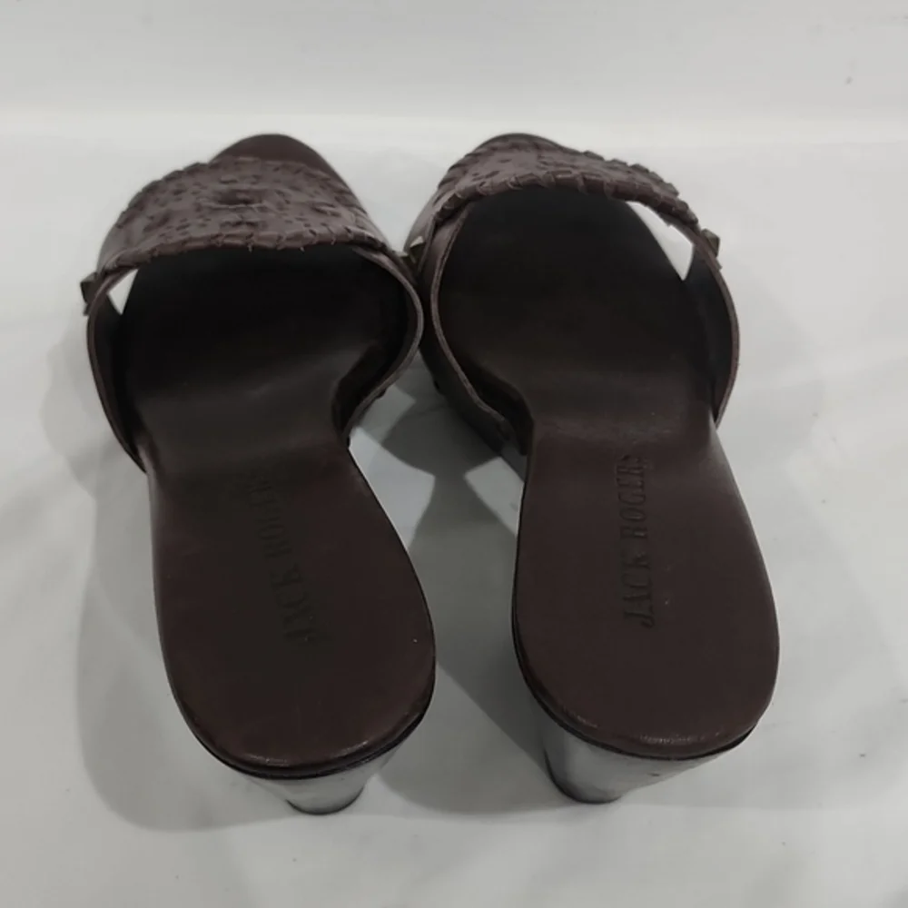 Jack Roger Brown Leather Wood Wedge Sandals Size‎ 9M
